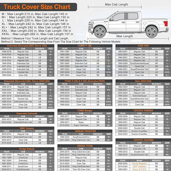 Kayme 6 Layers Truck Cover Waterproof All Weather, Sun Uv Rain Protection Heavy Duty Outdoor Pickup Cover, Universal Fit (Length Up to 242 inch) XL