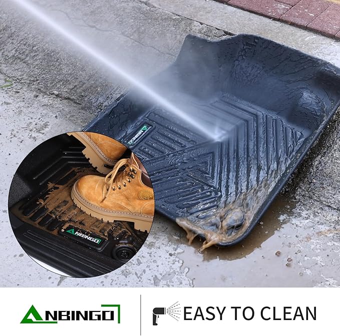 ANBINGO® Floor Mats & SeatBack Cargo Liner | CX90 2024-2025 6 Passenger | 2nd Row with Bucket Seat or Captain Seat | (50/50 Velcro Tape Fixed Backmats) TPE 3 Rows Waterproof Car Mat