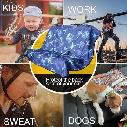 Back Seat Cover for Car Trucks Van SUV,Waterproof Rear Bench Towel Seat Covers for Dogs and Kids,Automotive Backseat Protector (Conch Shells Starfish)