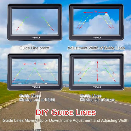 YIMU Backup Camera System with License Plate Backup Reverse Camera, Easy Installation, Plug & Play, DIY Guide Lines, 150° Wide Angle, Night Vision, IP69K Waterproof, Optional Dual Bracket K4302