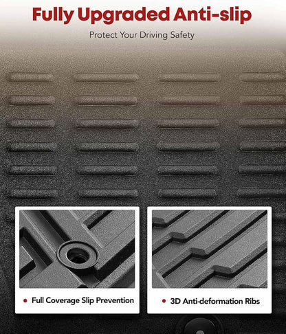 YHTAUTO Floor Mats Fit 2014-2021 Toyota Tundra CrewMax/Double Cab, TPE All Weather Floor Liner Odorless Custom Fit Car Mats, 1st 2nd Row Tundra Accessories