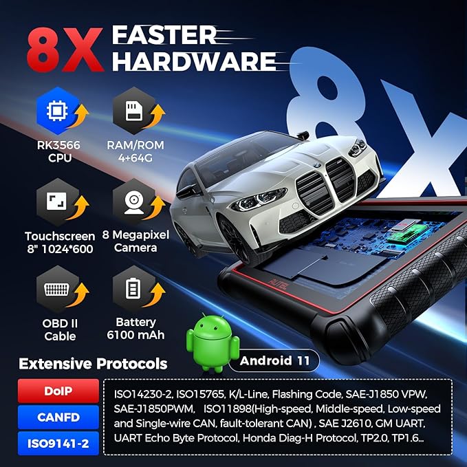 Autel Scanner MaxiCOM MK900: 2025 Same as MK900BT MK900-BT MX900 Bidirectional Diagnostic Tool, 8in Up of MK808S MK808BT Pro MX808S MK808Z, 3K+ Active Tests, 40+ Service, CAN-FD&DOIP, All System, FCA