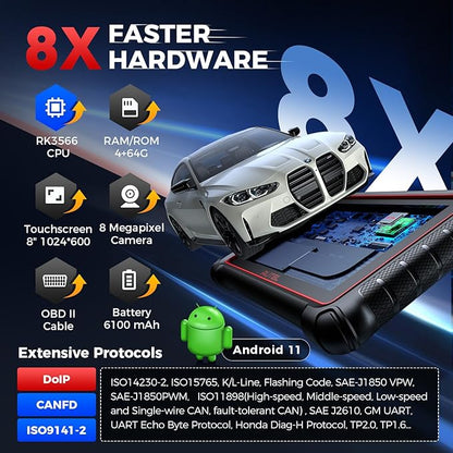 Autel Scanner MaxiCOM MK900: 2025 Same as MK900BT MK900-BT MX900 Bidirectional Diagnostic Tool, 8in Up of MK808S MK808BT Pro MX808S MK808Z, 3K+ Active Tests, 40+ Service, CAN-FD&DOIP, All System, FCA