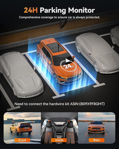 WOLFBOX X5 3 Channel 4K HDR Dash Cam, STARVIS 2 IMX678 Night Vision, 4K+2.5K+1080P Front and Rear Inside Car Camera with 128GB Card and GPS, Support Voice Control, Touch Screen and 5.8GHz WiFi