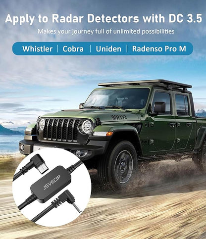 Radar Detector Cord, Type C to DC3.5 Plug Cable,for CobrWhistler Escort Valentine One Uniden Beltronics Radar Detector,Replacement Power Cable for Radar Detectors