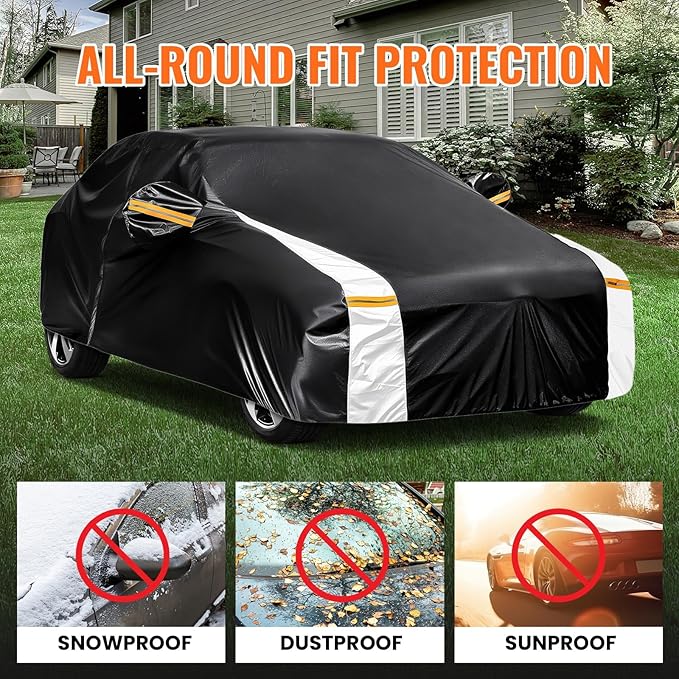 BMW X5 Car Cover 100% Waterproof All Weather, Gift with Towel, 10 Layers SUV Car Cover Custom Fit 2007-2025 BMW X5/X5M, Full Exterior Car Covers Rain Sun UV Protection with Door Zipper.