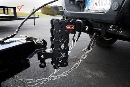 GEN-Y Hitch Solid Shank Adjustable Tow Hitch with Dual-Ball and Pintle Lock for 2.5" Receiver - 10" Drop - 16,000 LB Towing Capacity - 1,600 LB Tongue Weight - Black