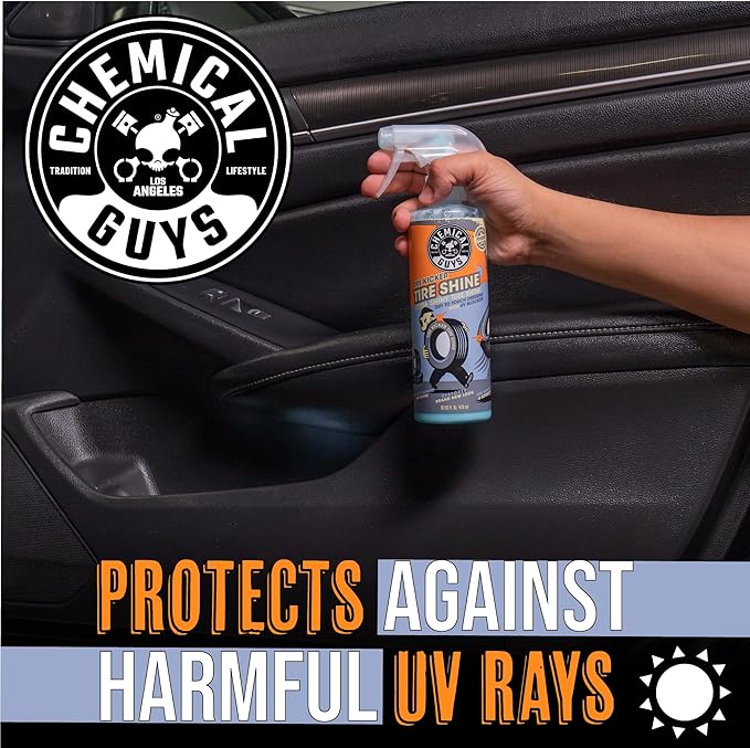 Chemical Guys Tire Kicker Sprayable Extra Glossy Tire Shine (Works on Rubber, Vinyl & Plastic), Great for Cars, Trucks, SUVs, Motorcycles, RVs & More, 16 oz (2 Pack)