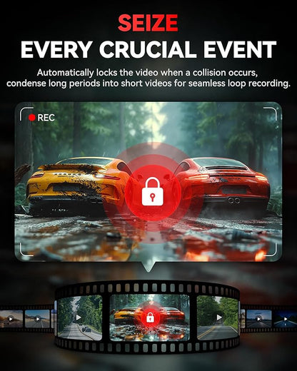 REDTIGER F4 4K Dash Cam Front, 2.2 inch Mini Car Camera, 2160P UHD Touch Screen, Voice Control, Included 32GB Card, Night Vision, Built-in GPS, WiFi APP Control, Loop Recording, 24H Parking Monitor