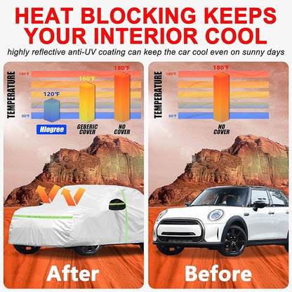 Car Cover for 2014-2025 Mini Cooper/Cooper S/Hardtop/Clubman/Countryman 4 Door,Full Exterior Car Covers for Automobile All Weather Waterproof Heavy Duty,Zipper/Cotton UV Proof Custom fit【210T Taffeta】