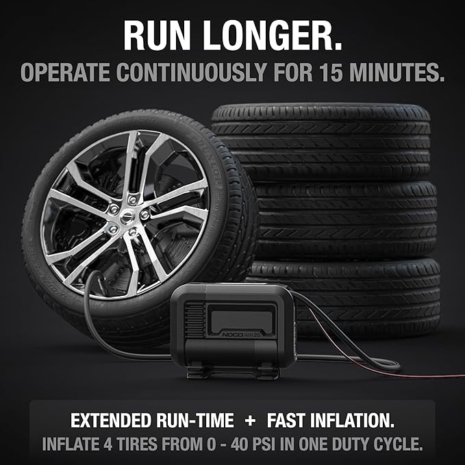 NOCO AIR20: UltraFast 20A Tire Inflator - 12V Portable Air Compressor Pump, 100 PSI Max – 47 SLPM Airflow Inflates 0–40 PSI in 2.5 Minutes – Digital Gauge + Auto-Shutoff