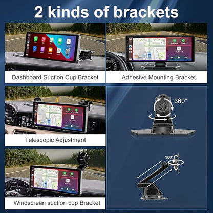 Carplay Screen for Car,10.26" HD Car Stereo for Apple Carplay & Android Auto -with Rotatable 4K Dash Cam & HD Backup Camera, Dual Front/Inside Recording, GPS Navigator for Cars,Trucks