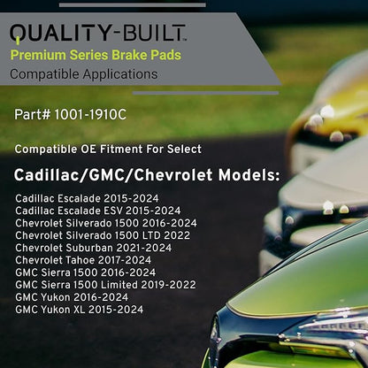 Premium Ceramic Front Brake Pads (1001-1910C) Compatible with 2015-2024 Cadillac/Chevrolet/GMC (Escalade/Sierra 1500/Sierra 1500 Limited/Silverado 1500/Suburban/Tahoe/Yukon & More)