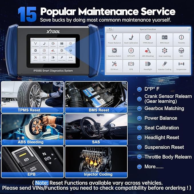 OBD2 Scanner Diagnostic Tool XTOOL IP508S: Code Reader for Cars & Trucks with 15 Resets, Crank Sensor Relearn, ABS Bleed, CAN FD for GM, Engine, ABS, SRS, Transmission Car Diagnostic Tool, Android 10