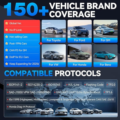 VDIAGTOOL Bidirectional Scan Tool VD70 Lite, OBD2 Scanner Diagnostic Tool with 31+ Resets, 2025 Scanner for Car, Full System Scan, CAN FD & DoIP, Free Update