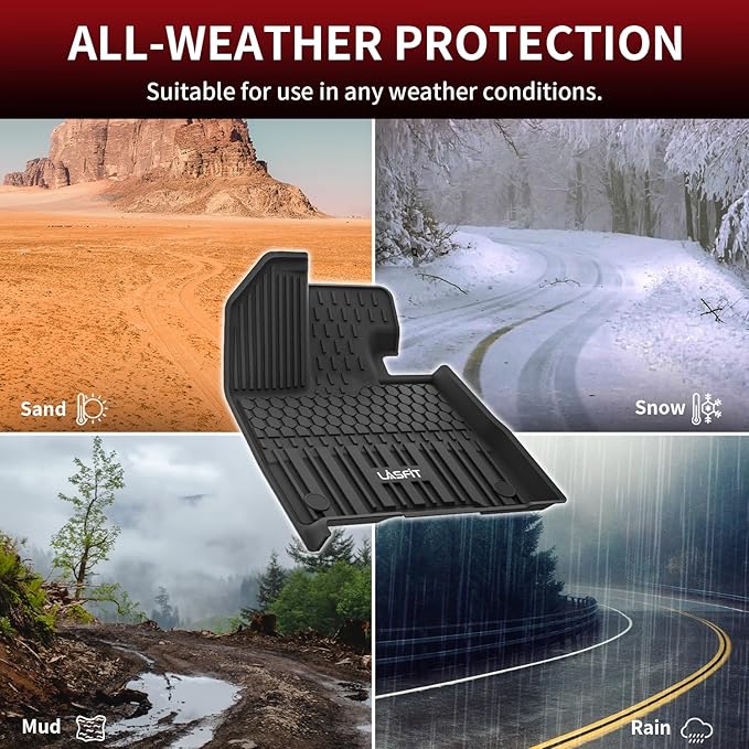 LASFIT Floor Mats for Toyota Sienna 7 Seats 2021-2025 (Only for 7 Seat & Not Fit 2025 Platinum Edition) All Weather TPE Custom Fit Floor Liner for Toyota 7 Passenger Front and Rear Car Mat, Black