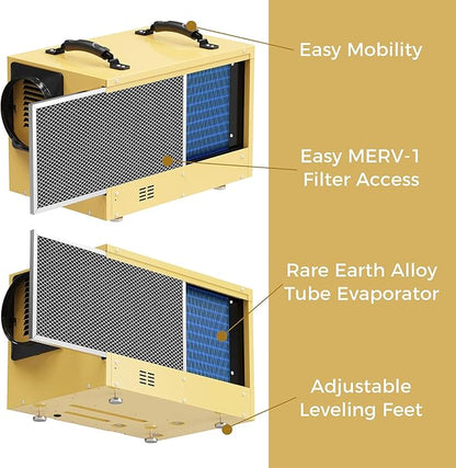 ALORAIR 120 PPD Commercial Dehumidifier, with Drain Hose for Crawl Spaces, Basements, Industry Water Damage Unit, cETL Listed, Compact, Auto Defrost Crawlspaces Dehumidifiers, Gold