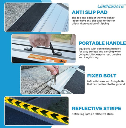LEMNISCATE 10FT Wheelchair Ramp for Home Steps, 120" Lx29.2 W, Non-Skid Portable Handicap Ramps for Wheelchairs for Home Entry, Doorways, Shed, Stairs, Curbs, Walkers, Scooter, 800LBS Capacity