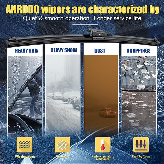 Wipers Factory Replacement For 2004-2010 BMW 5-Series 6-Series E60 E61 525i 535i 530i 545i 550i 645Ci 650i M5 M6 Original Equipment Windshield Wiper Blades Set -24"+23" Top Lock (Set of 2)