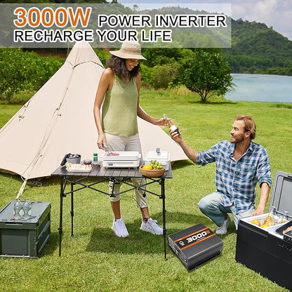 3000 Watt car Power Inverter 12V to 110V /120V for RV semi Trucks Vehicles Power Converter with with 1 USB Ports and 3 AC Outlet- 3000W Inverter