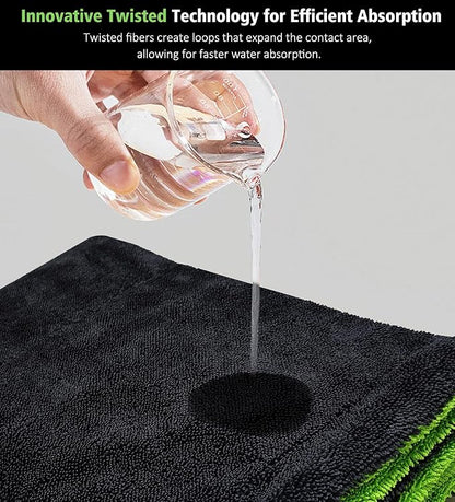 28" x 36" Car Drying Towel Extra Large, 1400 GSM Double Sided High Absorbent Car Wash Drying Towels, No Scratches or Streaks, Quick Dry Microfiber Towels for Cars Truck SUV, Green
