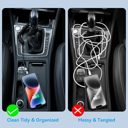 Coiled Lightning Cable [2Pack 4FT] 4 in 1 Multi Charging Cable 60W Fast Charging Retractable Charger Cord for iPhone 15/14/13/12/11 Pro Max/XS MAX/XR/XS/X/8/7/6 Plus/iPad/AirPods/MacBook/CarPlay (1)