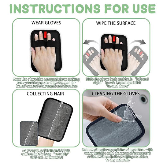 1 PCS Pet Hair Removal Glove w/ 2PCS Pet Combs,Electrostatic Gloves for Cats&Dogs Flea Comb,Dog Comb,Cat Comb,Brush for Shedding,Reusable Animal Fur Removal Tool for Couch,Furniture,Carpet,Curtain