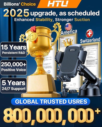 2025 Ultimate Car Phone Holder【80+LBS Strongest Suction & Military-Grade】 Universal Cell Phone Holder Truck Car Mount for Dashboard Windshield Air Vent for iPhone 16 Pro Max 15 Samsung 2pcs,Black