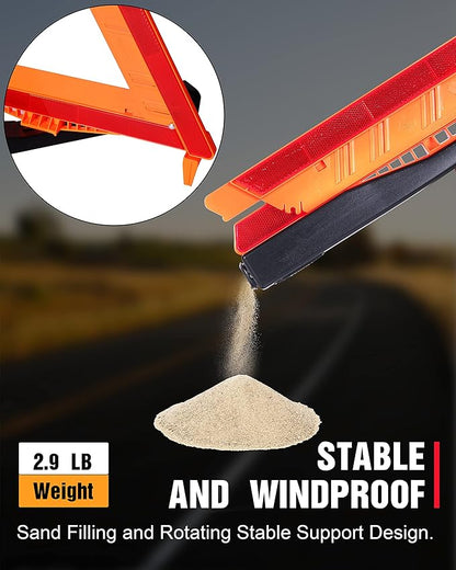 12 Pack Warning Triangle DOT Approved, Foldable Emergency Safety Reflective Triangles for Roadside Vehicles Breakdown with Carrying Case
