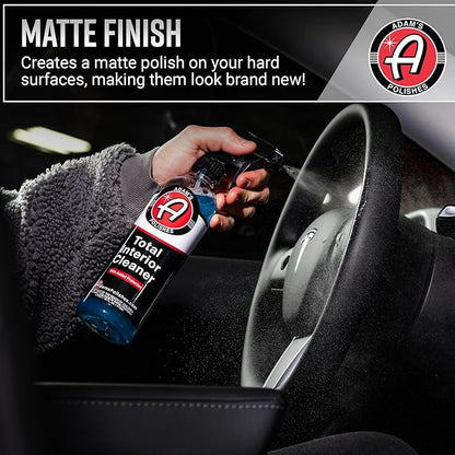 Adam's Polishes Total Interior Cleaner & Protectant, Quick Detailer & SiO2 Protection, Ceramic Infused, Anti-Static, OEM Finish, For Leather, Vinyl, Plastics, Glass & More