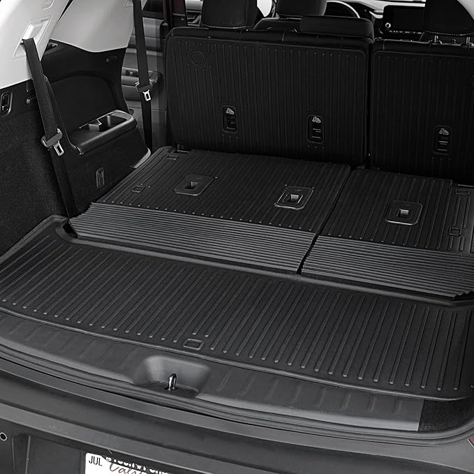 Floor Mats Set for 2022-2025 Nissan Pathfinder 7/8 Seats Accessories, Full Coverage All Weather Floor Mats Cargo Mat with Backrest Protectors - Includes Trunk Lower Mat & Door Sill Guards