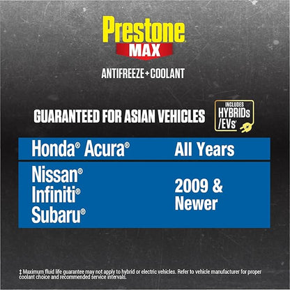 Prestone AF6310 MAX Asian Vehicles Blue Antifreeze and Coolant, 1 Gallon, Pack of 6