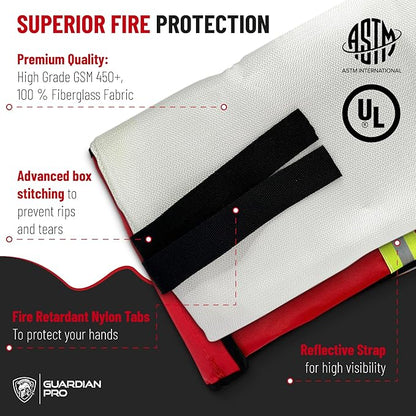Emergency Fire Blanket for Home and Kitchen - 47"x47" - Must Have Fire Protection - Fire Suppression Fiberglass Fire Blankets for House Camping Car Office Emergency Survival Safety (1 Pack)