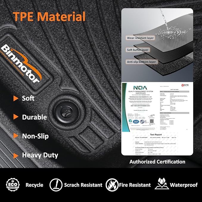 Binmotor-Floor Mats for Ford Focus 2012-2018, S | SE | ST | SEL | Titanium, 1st & 2nd Row, TPE All Weather Car Mats Rubber Liners for Ford Focus Accessories