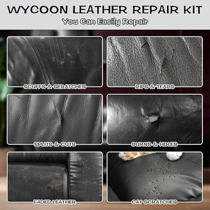Black Leather & Vinyl Repair Kit, Fix Fading, Tears, Scratches, and Peeling on Leather and Vinyl Furniture, Car Seats, and Jackets, Easy Instruction with Color Mixing Guide