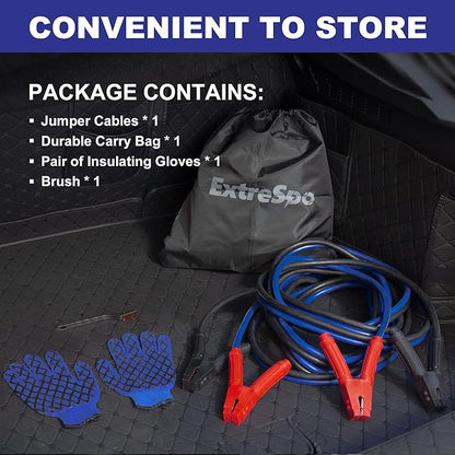 Heavy Duty Jumper Cables, 0 Gauge 25 Feet 1000Amp Booster Cables, UL Listed Cables for 12V & 24V Cars, SUVs and Trucks, Jumper Cables Kit with Carry Bag, Gloves, Brushes (0 Gauge 25 Feet)…