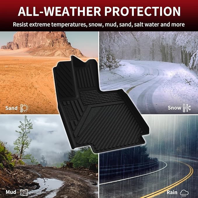 LASFIT Premium Extra Thick Floor Mats for Tesla Cybertruck 2023 2024 2025 All Weather TPE Custom Fit Pickup Interior Accessories Front Rear Car Liner 1st & 2nd Rows Set, Black