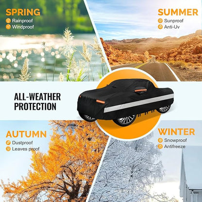 30 Layers Truck Car Cover for Automobiles All Weather Waterproof, Outdoor Snowproof UV Protection Windproof, Soft Cotton, Heavy Duty Universal Car Covers, (Black, Fit Truck 211"-230")