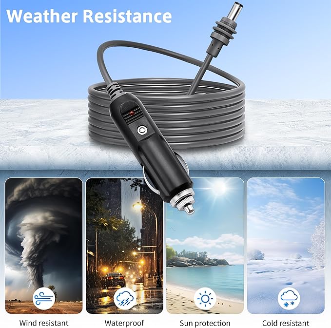 Starlink Mini Cable 12V 24V Car Adapter 10FT/3M Cigarette Lighter to DC Cord Replacement DC Power Cable 18AWG for Starlink Charging Cord Waterproof