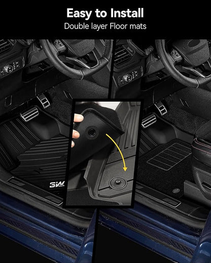 3W Floor Mats & Cargo Liner – Full Set (1st, 2nd & 3rd Row with Carpet) for Jeep Grand Cherokee L 2021-2025(Only for 6 Seat), Custom Fit TPE, All-Weather Waterproof,Black