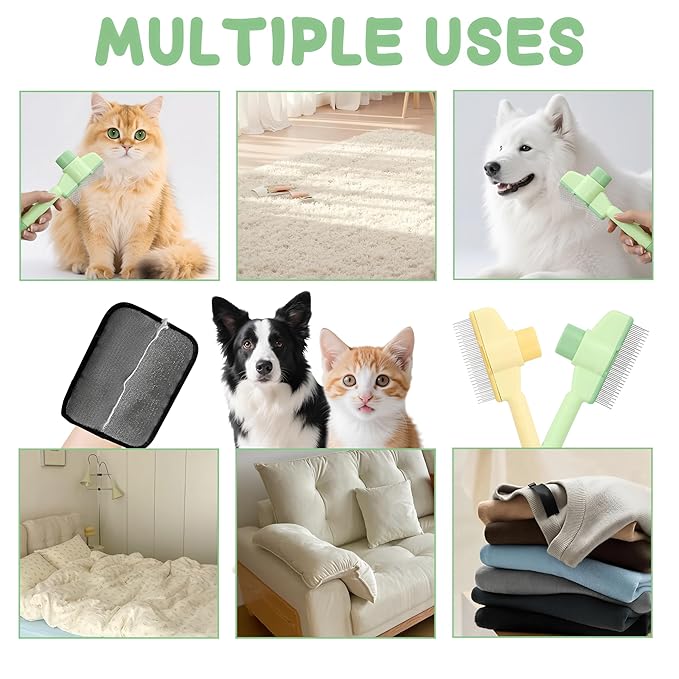 1 PCS Pet Hair Removal Glove w/ 2PCS Pet Combs,Electrostatic Gloves for Cats&Dogs Flea Comb,Dog Comb,Cat Comb,Brush for Shedding,Reusable Animal Fur Removal Tool for Couch,Furniture,Carpet,Curtain