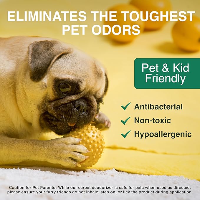 Good Natured Brand | Carpet Deodorizer & Freshener Powder | 31 oz Pet Odor Eliminator for Strong Odor & Pet Urine | Fresh Natural Lemon & Eucalyptus Scent | Safe for Homes with Pets