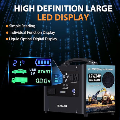 Scatach 10000A Jump Starter, 24V 400W Inverter Battery Jumper Starter Power Station for All Gas or Diesel Engines, 155Wh Heavy Duty Truck Jump Starters Portable Power Bank for Outdoors Camping Travel