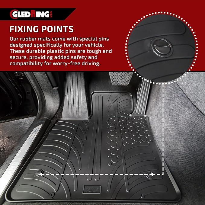 Gledring USA Custom Fit All-Weather Rubber Floor Mats Intended for Toyota 4Runner Floor mats for 2013-2023, No Trimming Required, Tailored Custom Fit, Protects from Rain, Mud & Snow
