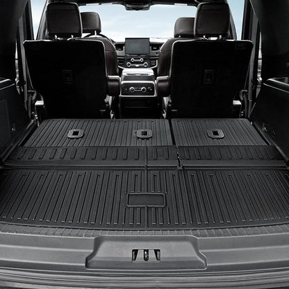 Floor Mats Set for 2018-2024 Ford Expedition/Lincoln Navigator 7 Seats Accessories, Full Coverage All Weather Cargo Mat with Backrest Protectors & Door Sill Guards (Not fit Max or L Model)