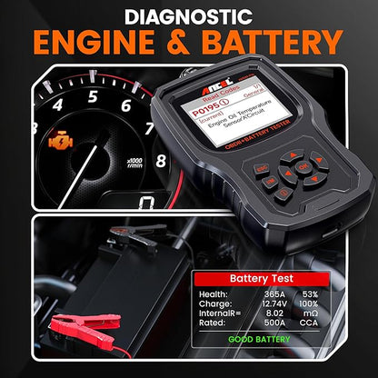 ANCEL AD530 PRO 2 in 1 OBD2 Scanner & Car Battery Tester, Car Scanner Diagnostic Tool with Live Data, 6V 12V Battery Checker with Charging/Cranking Test, Check Engine Code Reader for 1996+ Vehicles