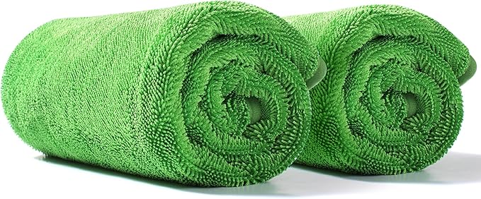JOYMOOP Microfiber Towels for Cars, 2 Pack 63" x 29.5" Car Drying Towel, Green Reusable Car Towel, Quick Drying Car Microfiber Cleaning Cloth for RVs, SUVs, Trucks