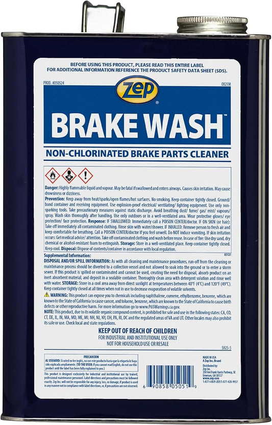Zep Brake Wash Liquid Non-Chlorinated Parts Cleaner - 1 Gallon (Case of 4) 50524 - Fast-Acting, Non-chlorinated, Solvent Degreaser
