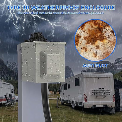 30 Amp RV Power Outlet Box, NEMA TT-30R 125V RV Outdoor Electrical Receptacle Panel, Weatherproof, for RV Camper Travel Trailer Electric Car Generator