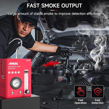 ANCEL S3000-US Smoke Machine Automotive with Built-in Air Compressor, Pressure Gauge & Adjustable Flow Meter, Automotive Smoke Machine Leak Detector for EVAP, Fuel, Vacuum System & More